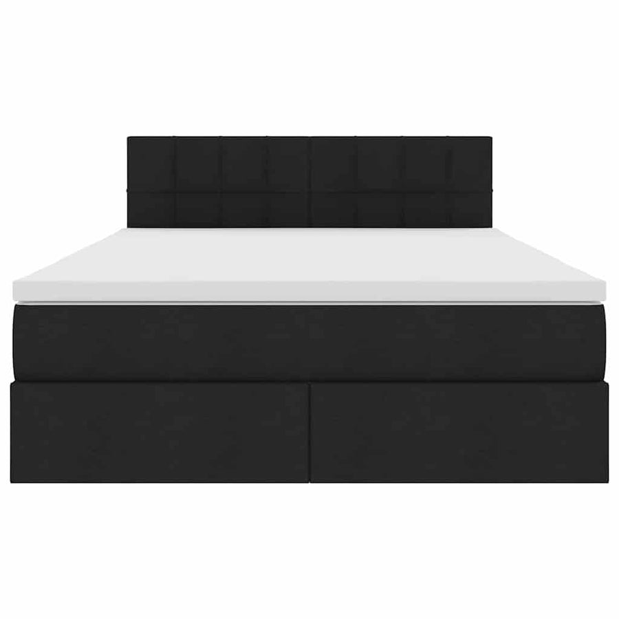 Bed met LED -striplichten met opslag Zwart 140 x 190 cm Stof