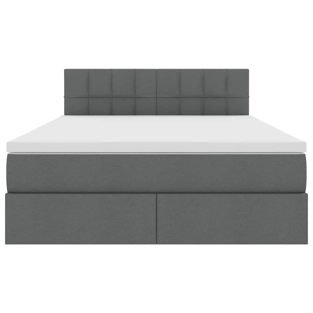 Bed met LED -striplichten Donkergrijs 140 x 200 cm Stof