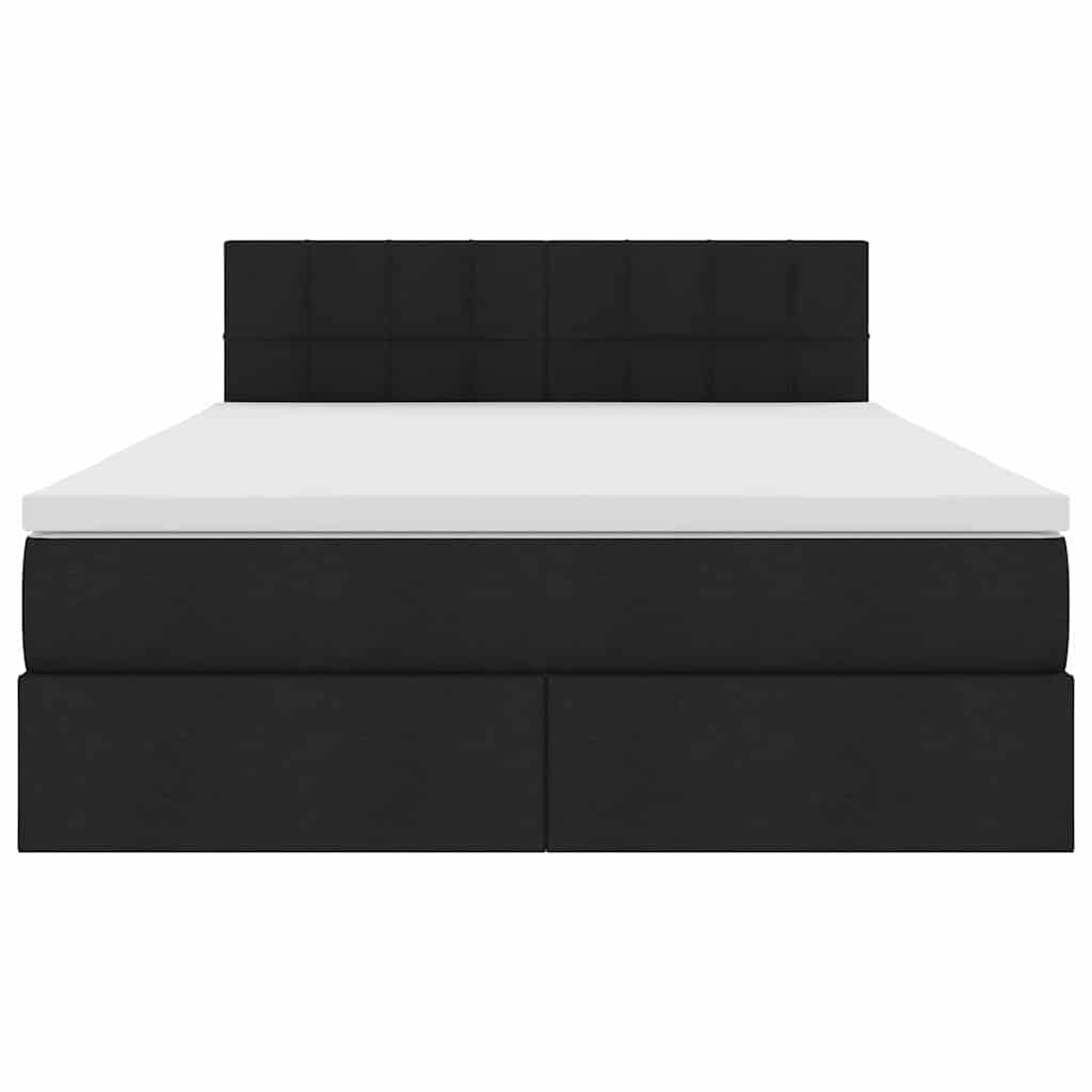 Bed met LED -striplichten met opslag Zwart 140 x 200 cm Stof