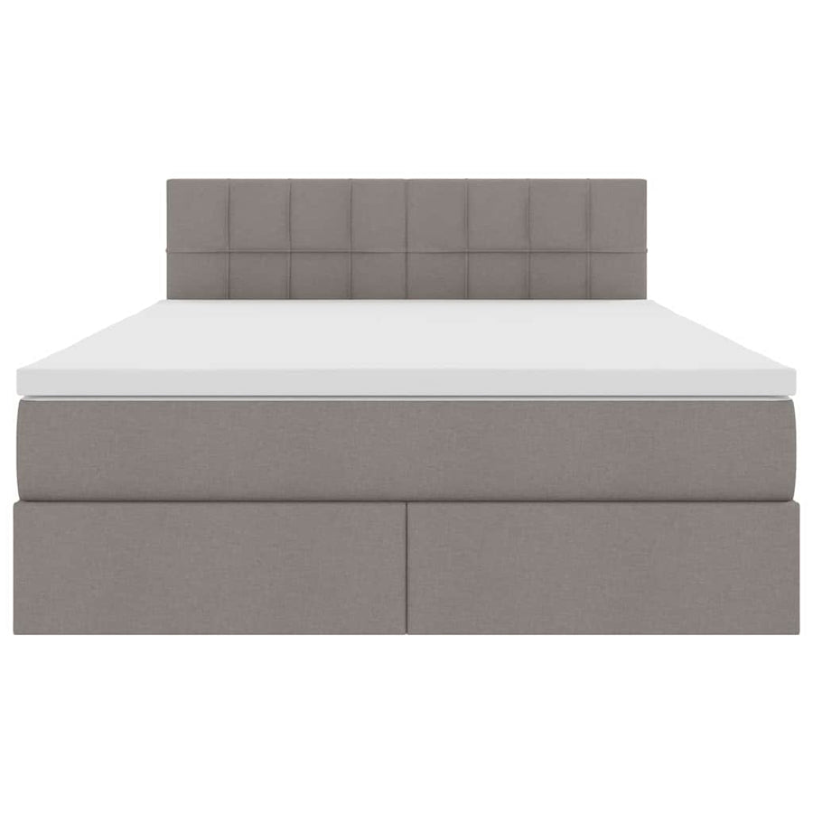 Bed met LED -striplichten met opslag Taupe 140 x 200 cm Stof
