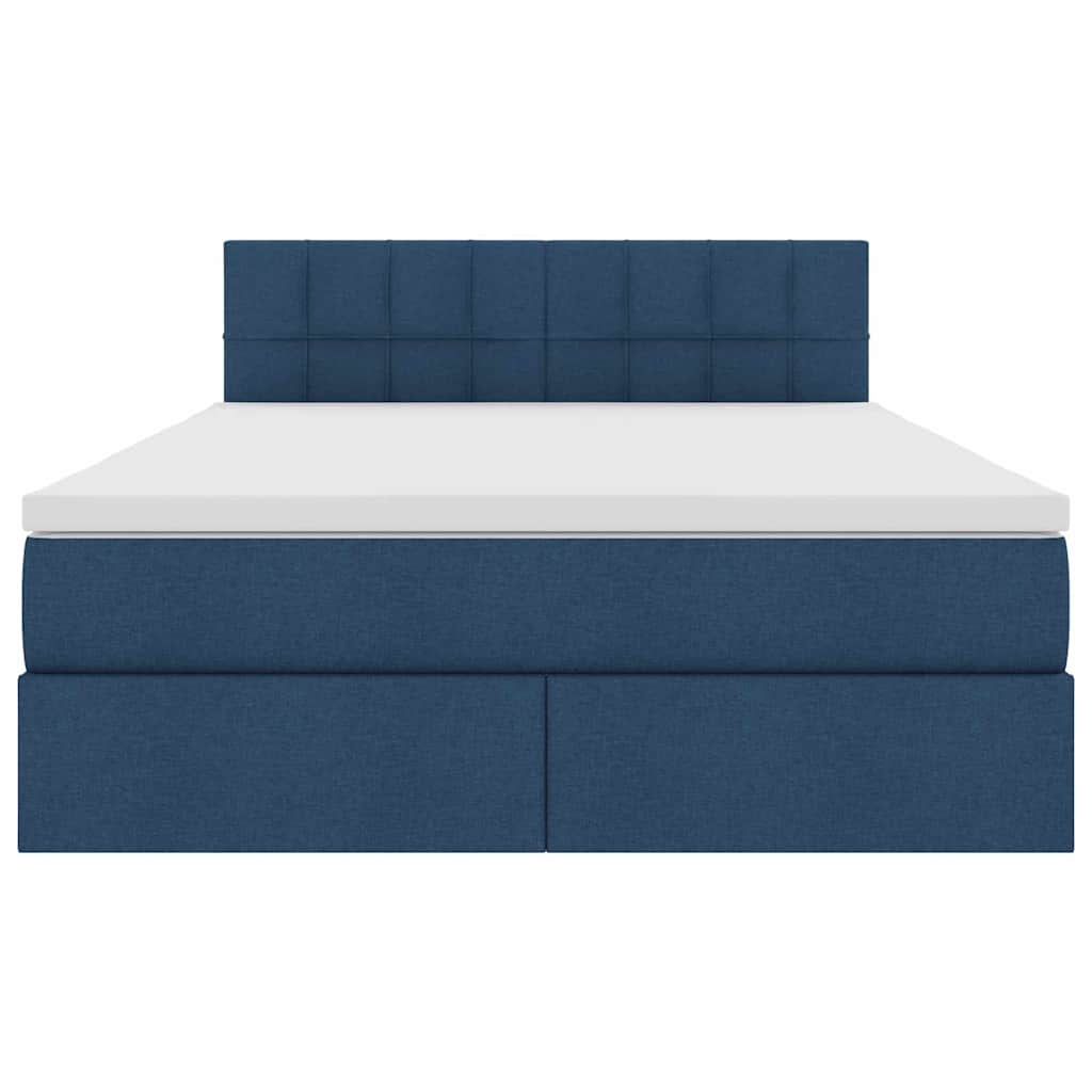 Bed met LED -striplichten met opslag Blauw 140 x 200 cm Stof