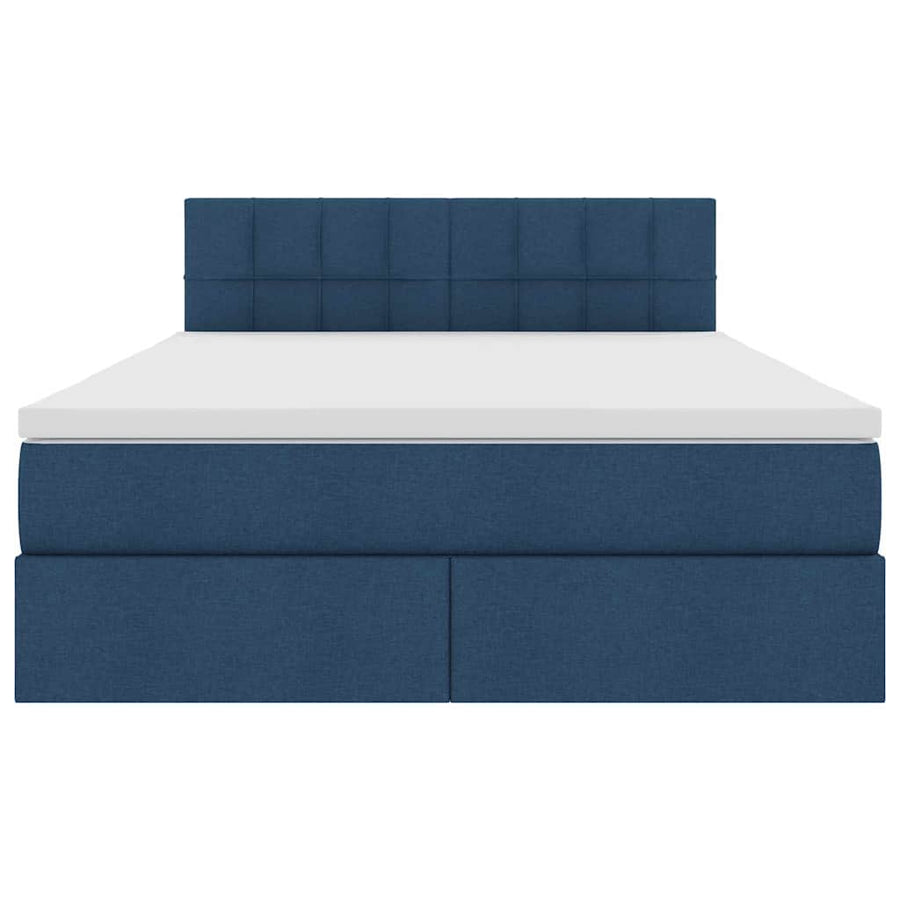Bed met LED -striplichten met opslag Blauw 140 x 200 cm Stof