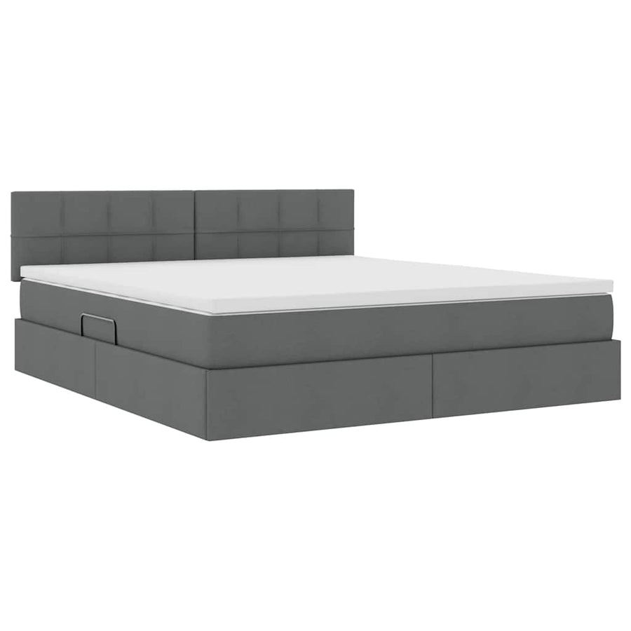 Bed met LED -striplichten Donkergrijs 160 x 200 cm Stof