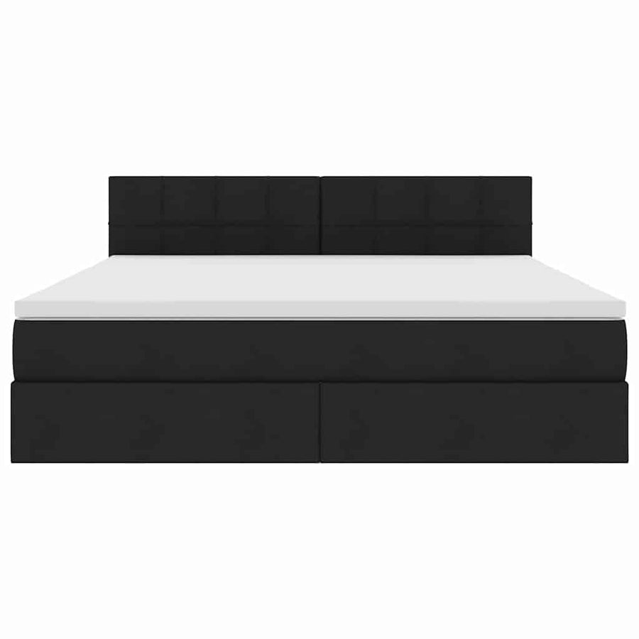 Bed met LED -striplichten met opslag Zwart 160 x 200 cm Stof