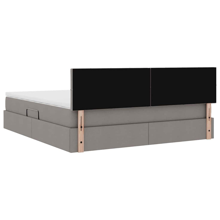 Bed met LED -striplichten met opslag Taupe 160 x 200 cm Stof