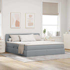 Storage Bed with LED and Mattress Light Grey 180 x 200 cm Fabric