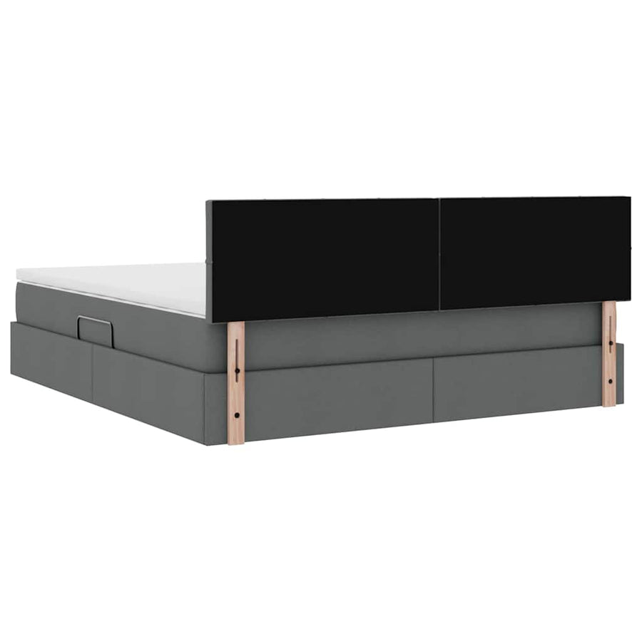 Bed met LED -striplichten Donkergrijs 180 x 200 cm Stof