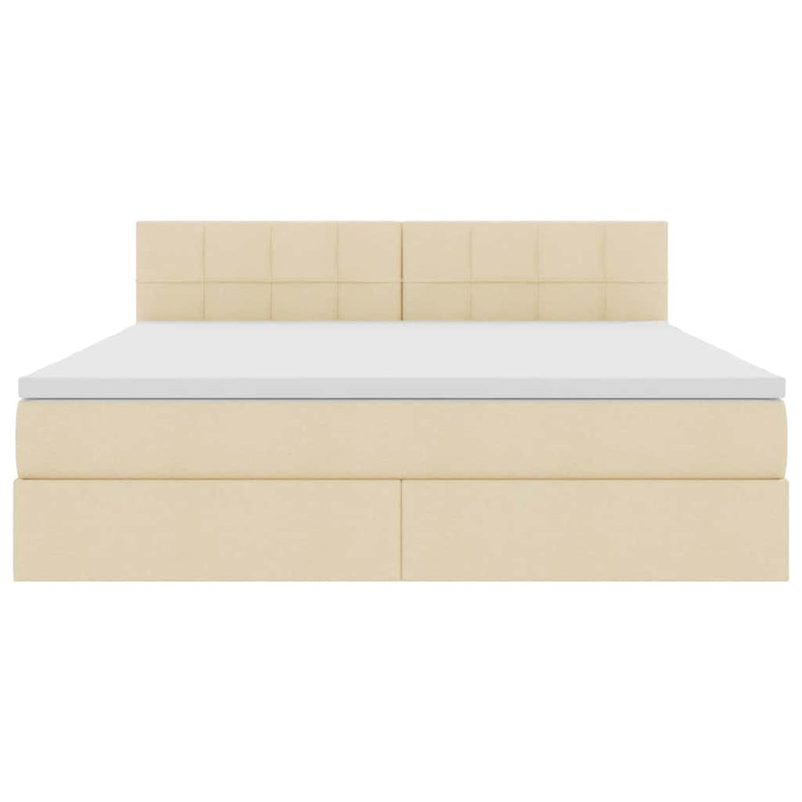 Bed met LED -striplichten met opslag Crème 180 x 200 cm Stof