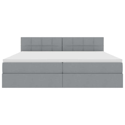 Bed met LED -striplichten Lichtgrijs 200 x 200 cm Stof