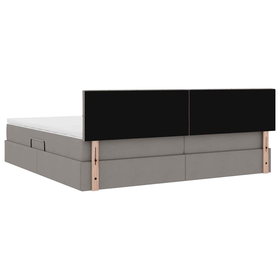 Bed met LED -striplichten met opslag Taupe 200 x 200 cm Stof
