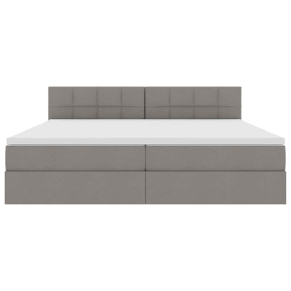 Bed met LED -striplichten met opslag Taupe 200 x 200 cm Stof