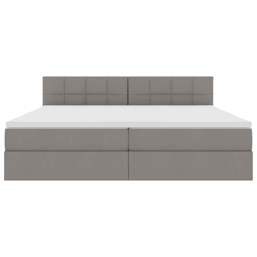 Bed met LED -striplichten met opslag Taupe 200 x 200 cm Stof