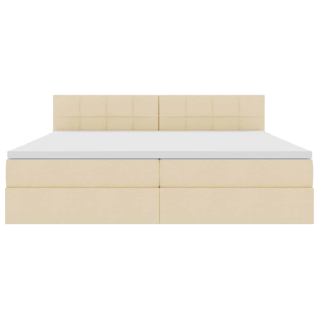 Opbergbed met LED met matras met LED Crème 200 x 200 cm Stof