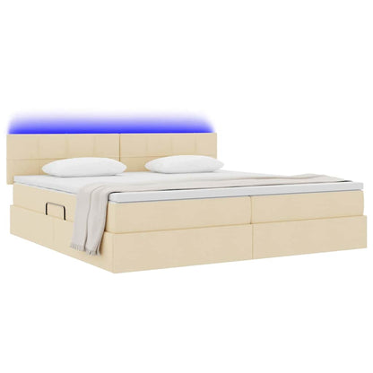 Opbergbed met LED met matras met LED Crème 200 x 200 cm Stof