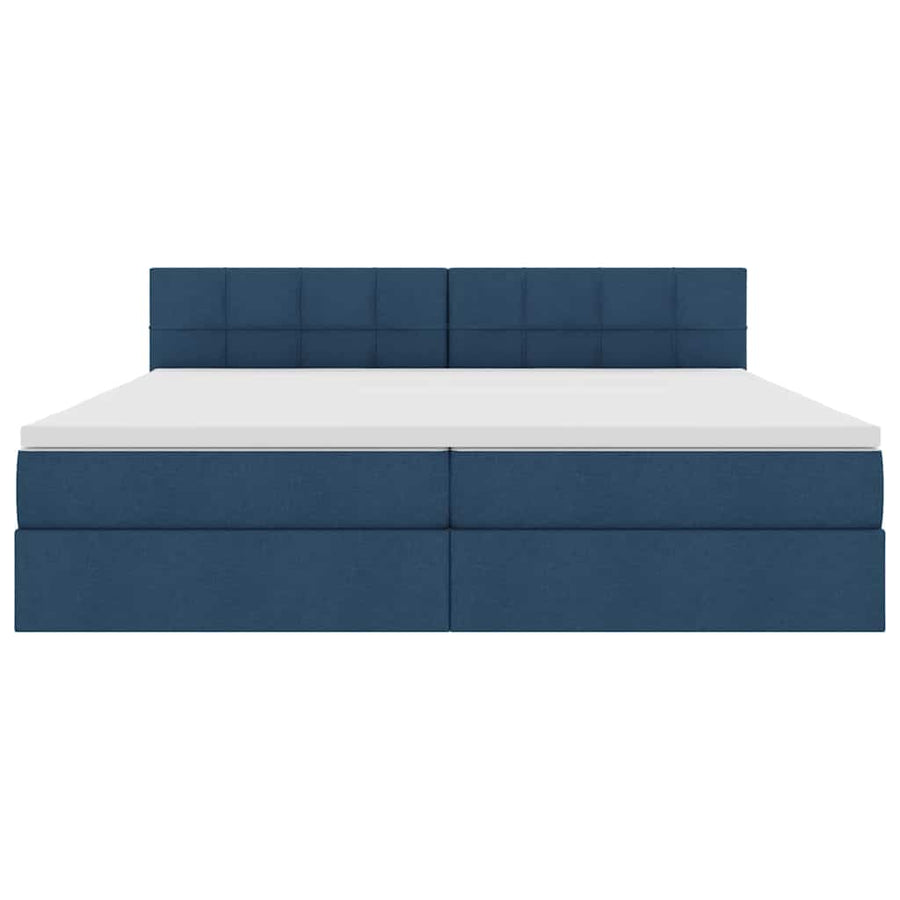 Bed met LED -striplichten met opslag Blauw 200 x 200 cm Stof