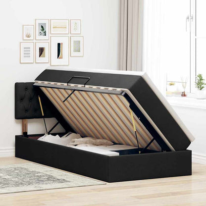 Opbergbed met LED met matras met LED Zwart 90 x 190 cm Stof
