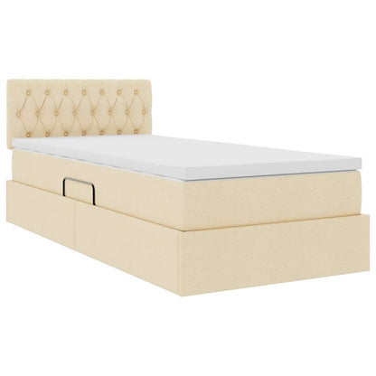 Opbergbed met LED met matras met LED Crème 90 x 190 cm Stof