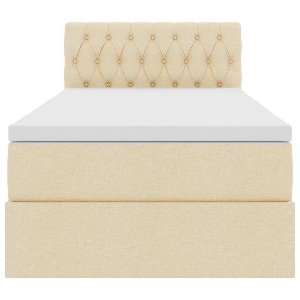 Opbergbed met LED met matras met LED Crème 90 x 190 cm Stof