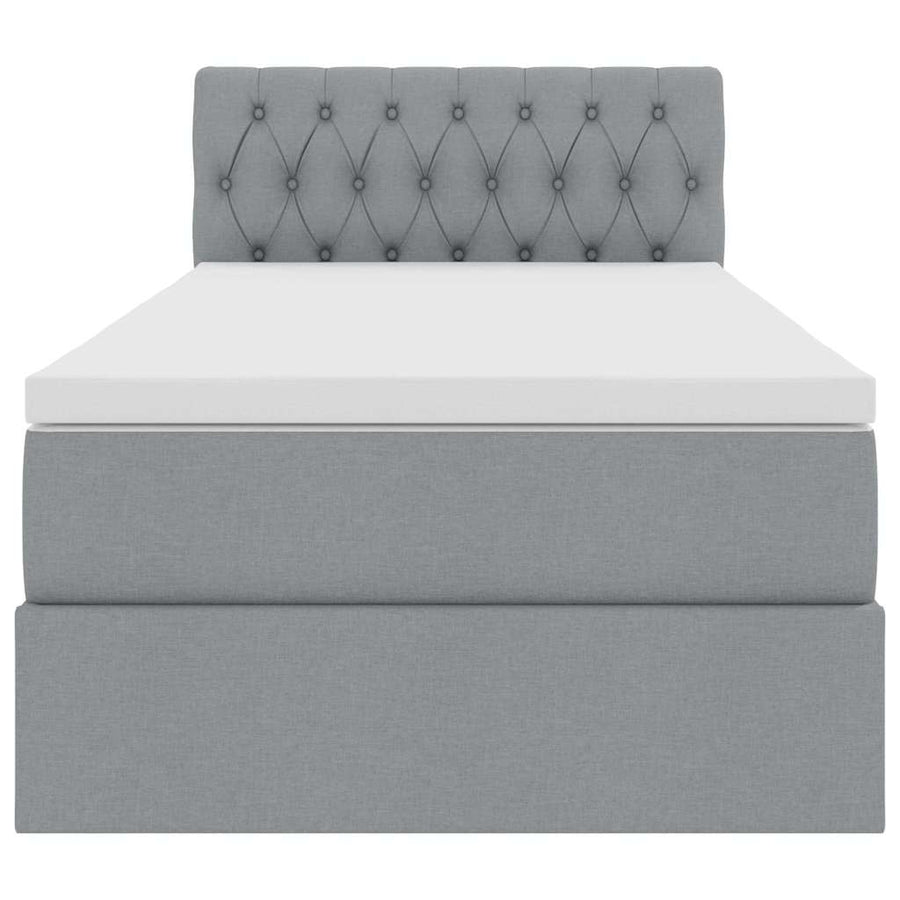 Opbergbed met LED met matras Lichtgrijs 90 x 200 cm Stof