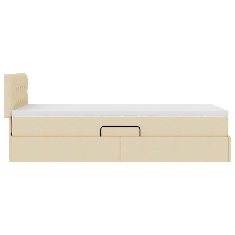 Opbergbed met LED met matras met LED Crème 100 x 200 cm Stof