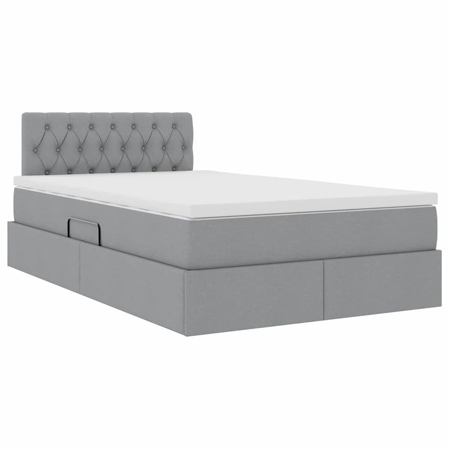 Opbergbed met LED met matras Lichtgrijs 120 x 190 cm Polyester
