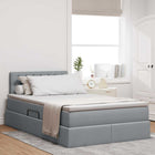 Storage Bed with LED and Mattress Light Grey 120 x 200 cm Fabric