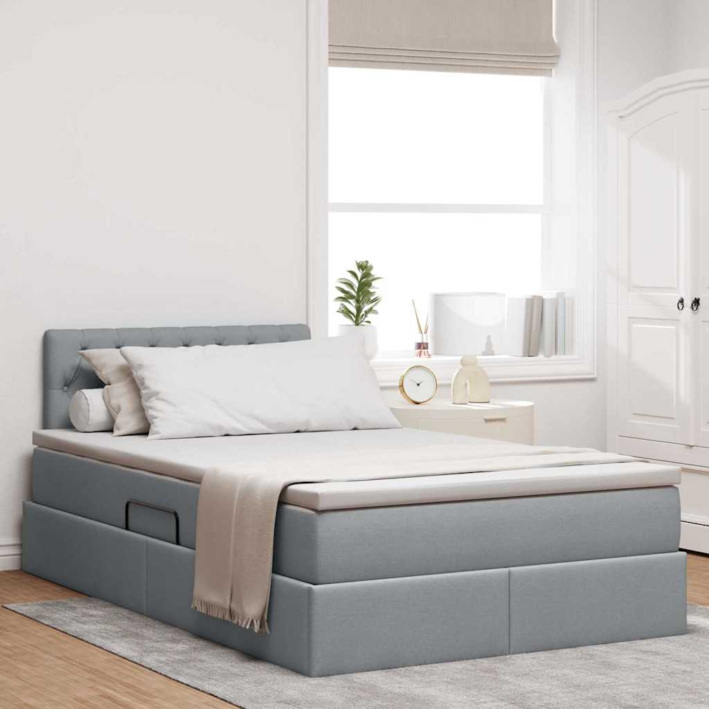 Bed met LED -striplichten Lichtgrijs 120 x 200 cm Stof