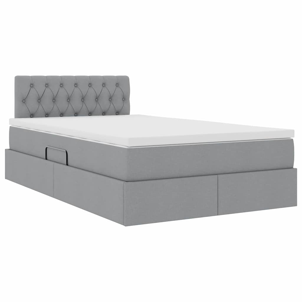 Bed met LED -striplichten Lichtgrijs 120 x 200 cm Stof