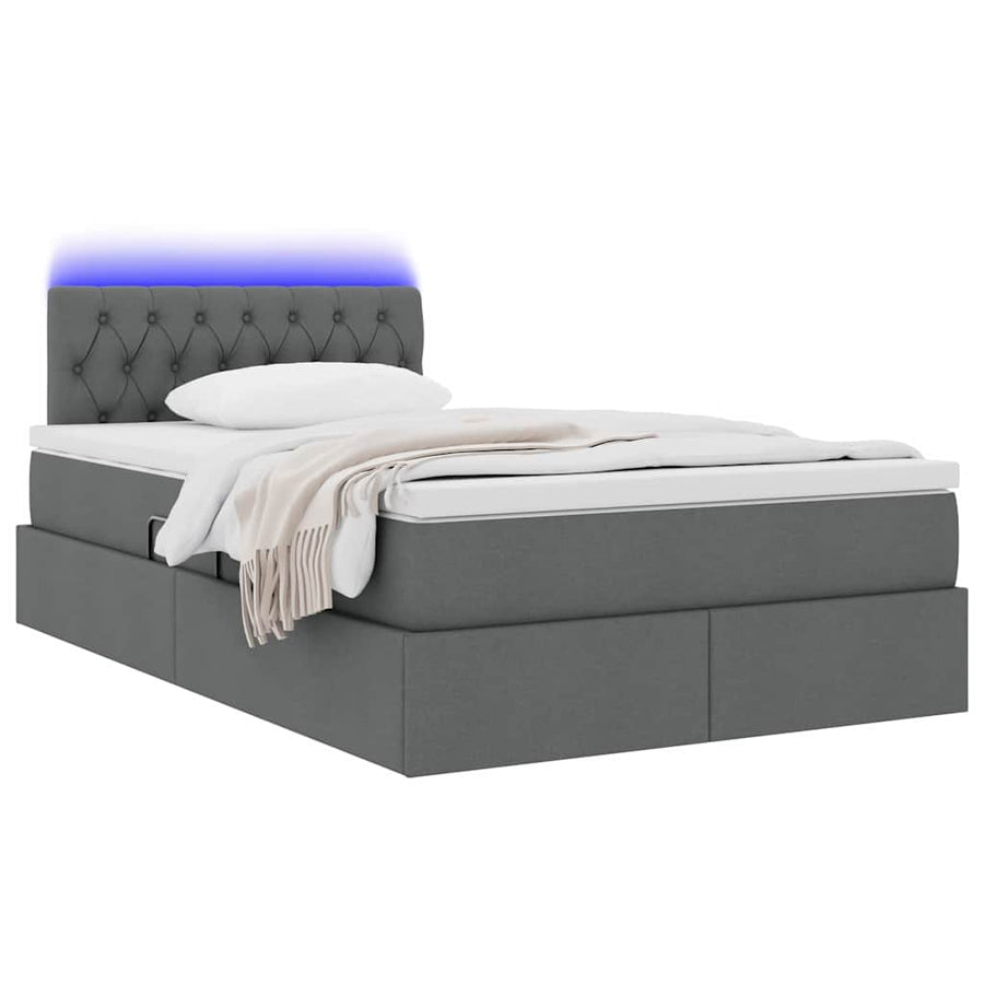 Bed met LED -striplichten Donkergrijs 120 x 200 cm Stof