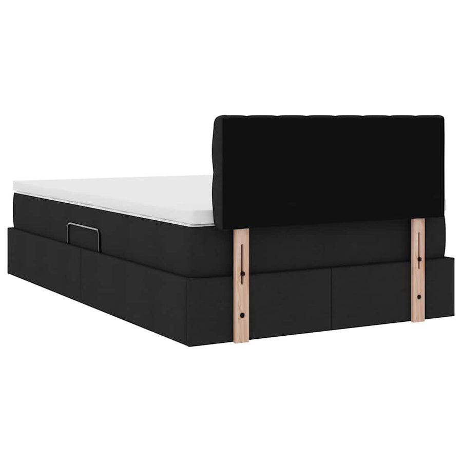 Bed met LED -striplichten met opslag Zwart 120 x 200 cm Stof