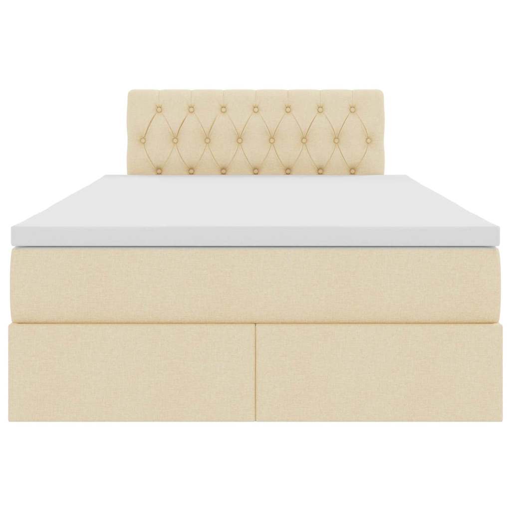 Bed met LED -striplichten met opslag Crème 120 x 200 cm Stof