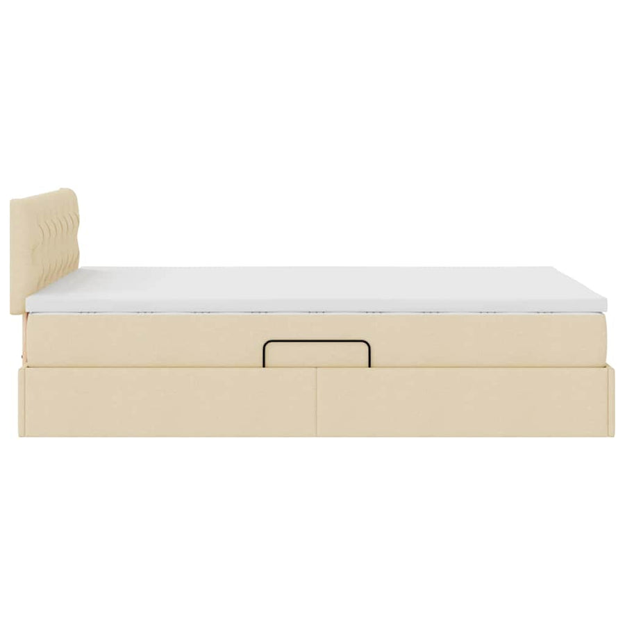 Bed met LED -striplichten met opslag Crème 120 x 200 cm Stof