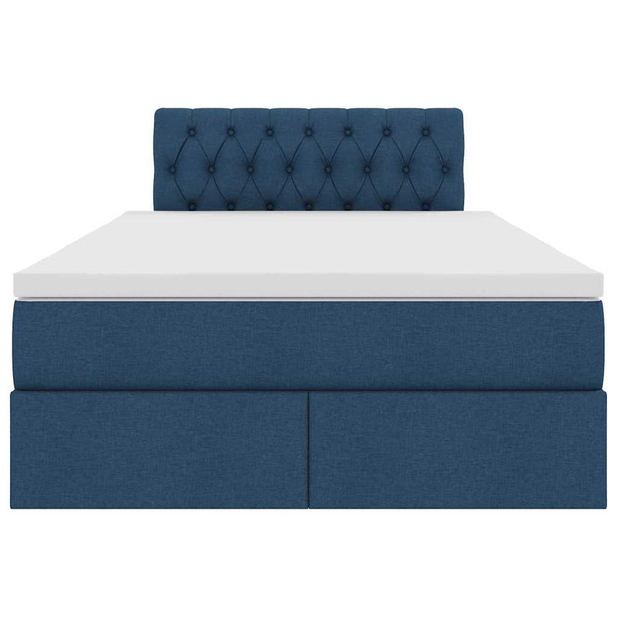 Bed met LED -striplichten met opslag Blauw 120 x 200 cm Stof