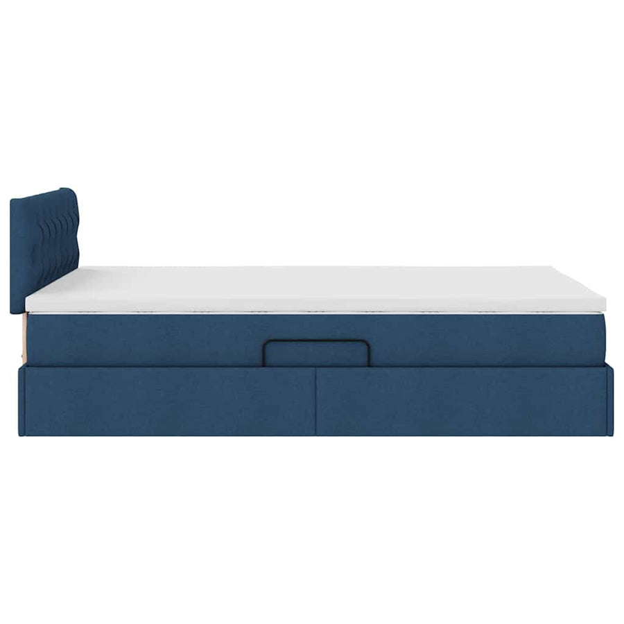 Bed met LED -striplichten met opslag Blauw 120 x 200 cm Stof