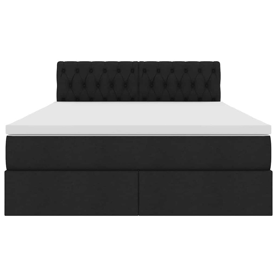 Bed met LED -striplichten met opslag Zwart 140 x 190 cm Stof