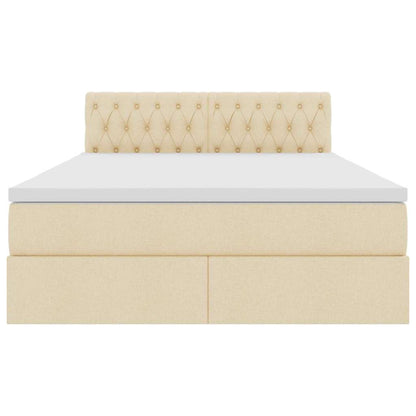 Bed met LED -striplichten met opslag Crème 140 x 190 cm Stof