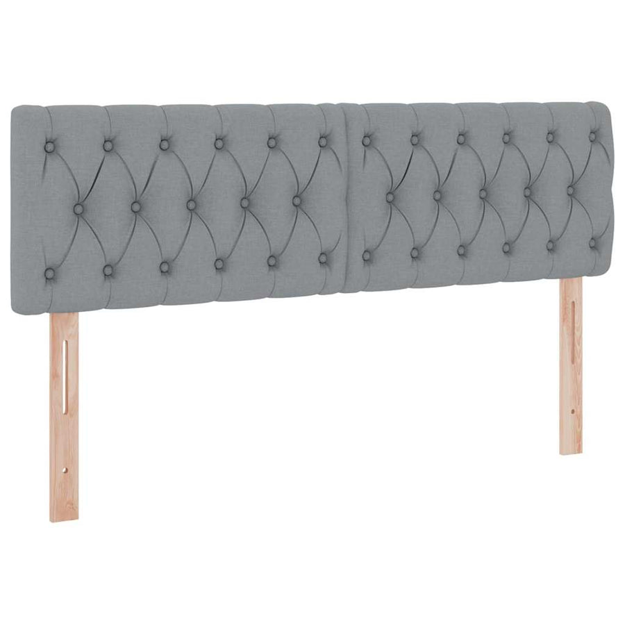 Bed met LED -striplichten Lichtgrijs 140 x 200 cm Stof