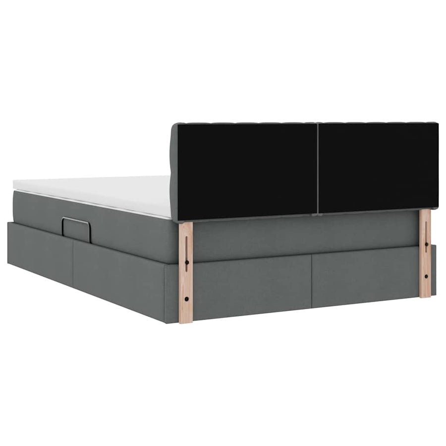 Bed met LED -striplichten Donkergrijs 140 x 200 cm Stof