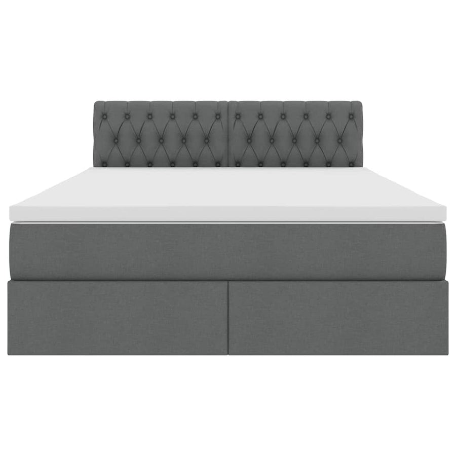 Bed met LED -striplichten Donkergrijs 140 x 200 cm Stof