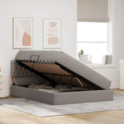 Bed met LED -striplichten met opslag Taupe 140 x 200 cm Stof