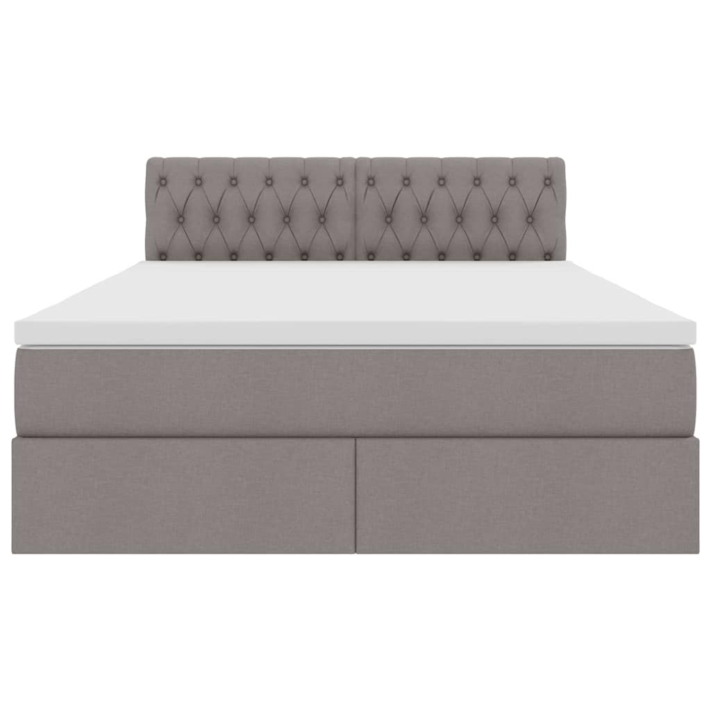 Bed met LED -striplichten met opslag Taupe 140 x 200 cm Stof