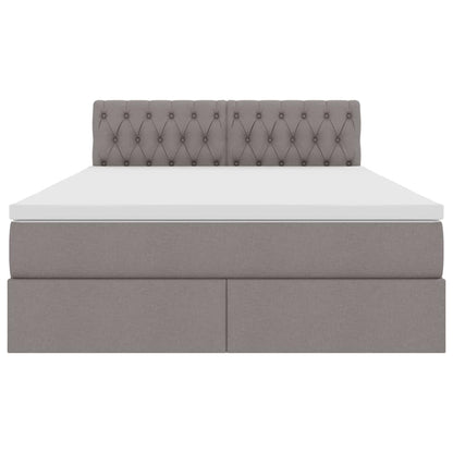 Bed met LED -striplichten met opslag Taupe 140 x 200 cm Stof