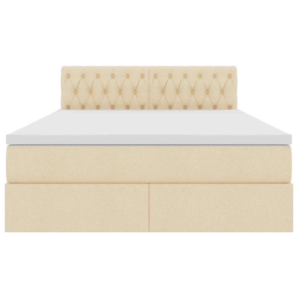 Bed met LED -striplichten met opslag Crème 140 x 200 cm Stof