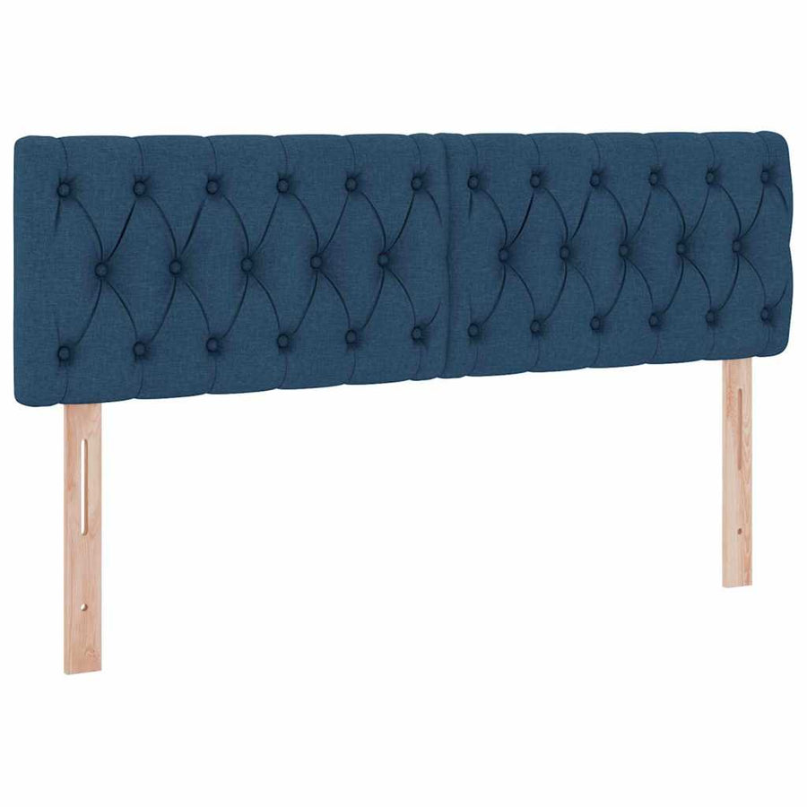 Bed met LED -striplichten met opslag Blauw 140 x 200 cm Stof