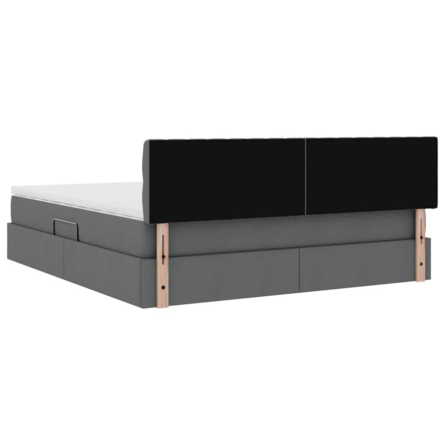 Bed met LED -striplichten Donkergrijs 160 x 200 cm Stof