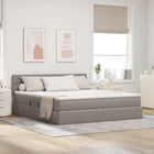 LED Storage Bed with Mattress with LED Taupe 160 x 200 cm Fabric