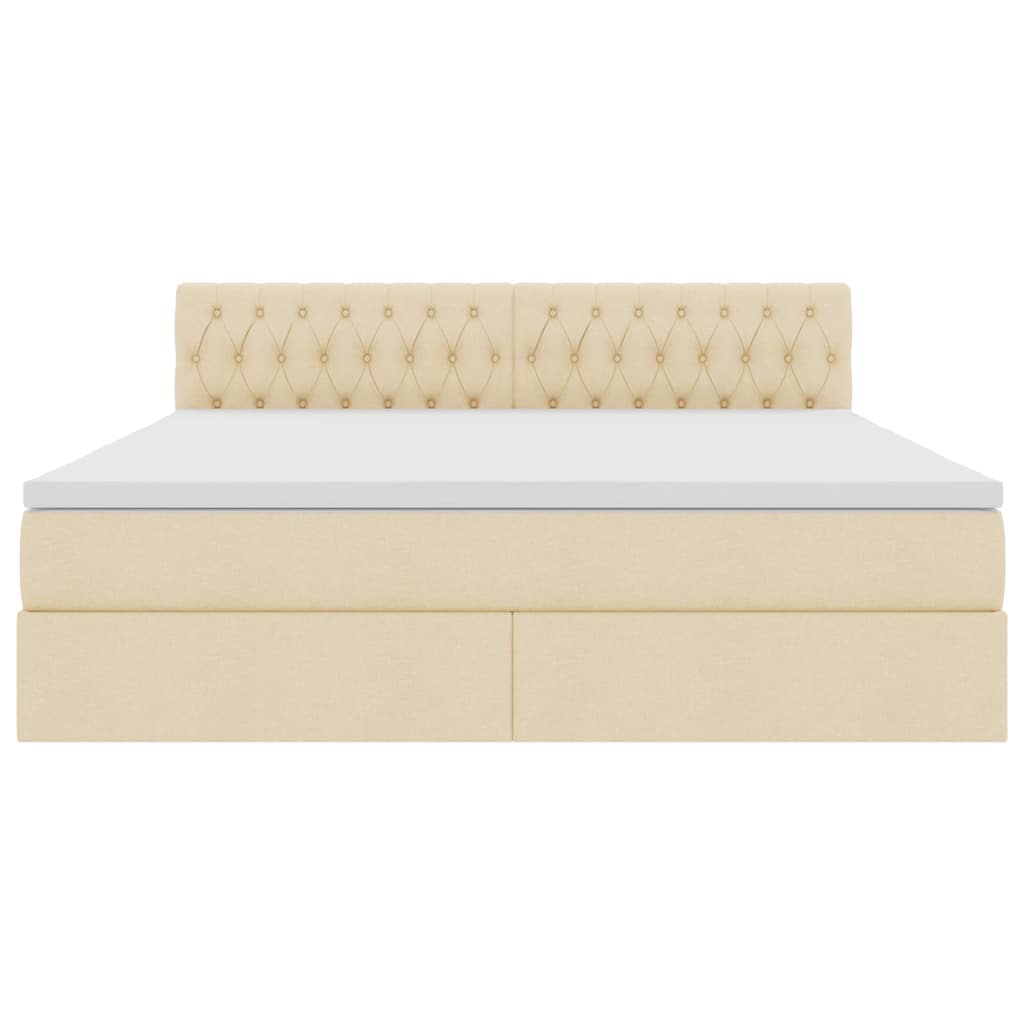 Bed met LED -striplichten met opslag Crème 160 x 200 cm Stof