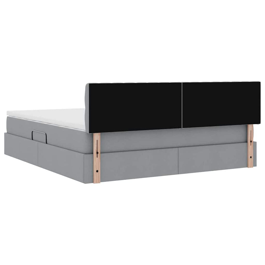 Bed met LED -striplichten Lichtgrijs 180 x 200 cm Stof