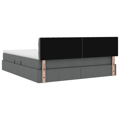 Bed met LED -striplichten Donkergrijs 180 x 200 cm Stof