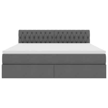 Bed met LED -striplichten Donkergrijs 180 x 200 cm Stof